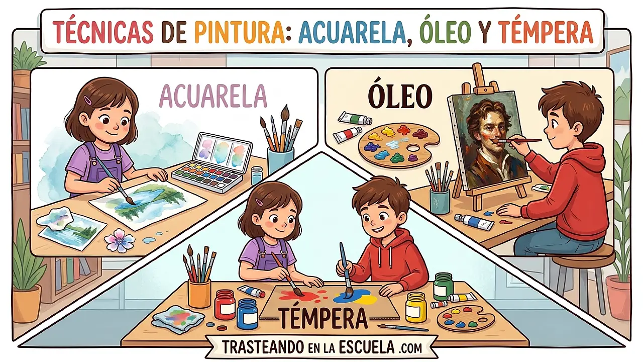 Técnicas de pintura: acuarela, óleo y témpera