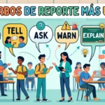 Verbos de reporte más usados: say, tell, ask, warn, explain, suggest