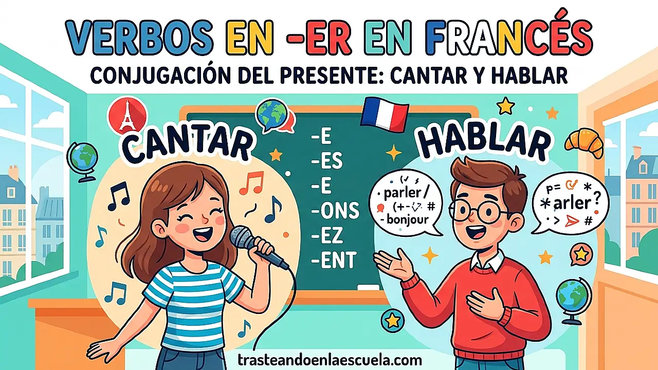 Verbos -er en presente: conjugación de cantar y hablar en francés