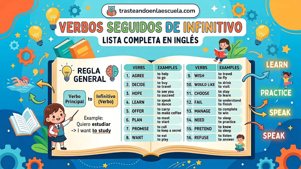 Verbos seguidos de infinitivo: lista completa en inglés