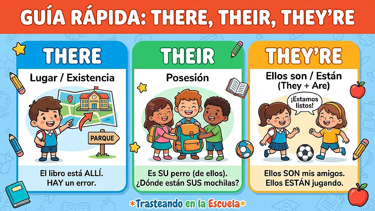 There, their, they're: diferencias, ejemplos y ejercicios