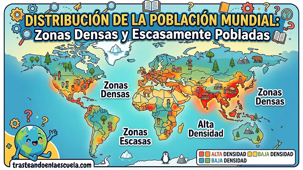 Distribución de la población mundial: zonas densas y vacías