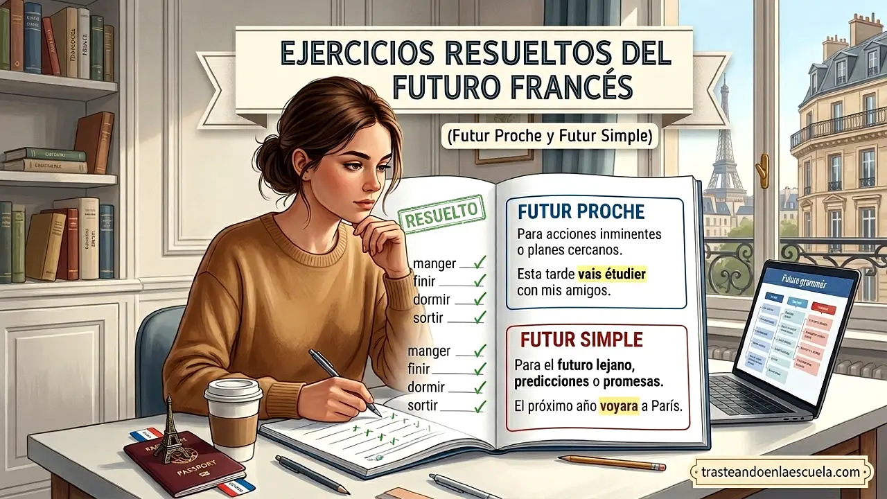 Ejercicios de futuro en francés resueltos (futur proche y futur simple)