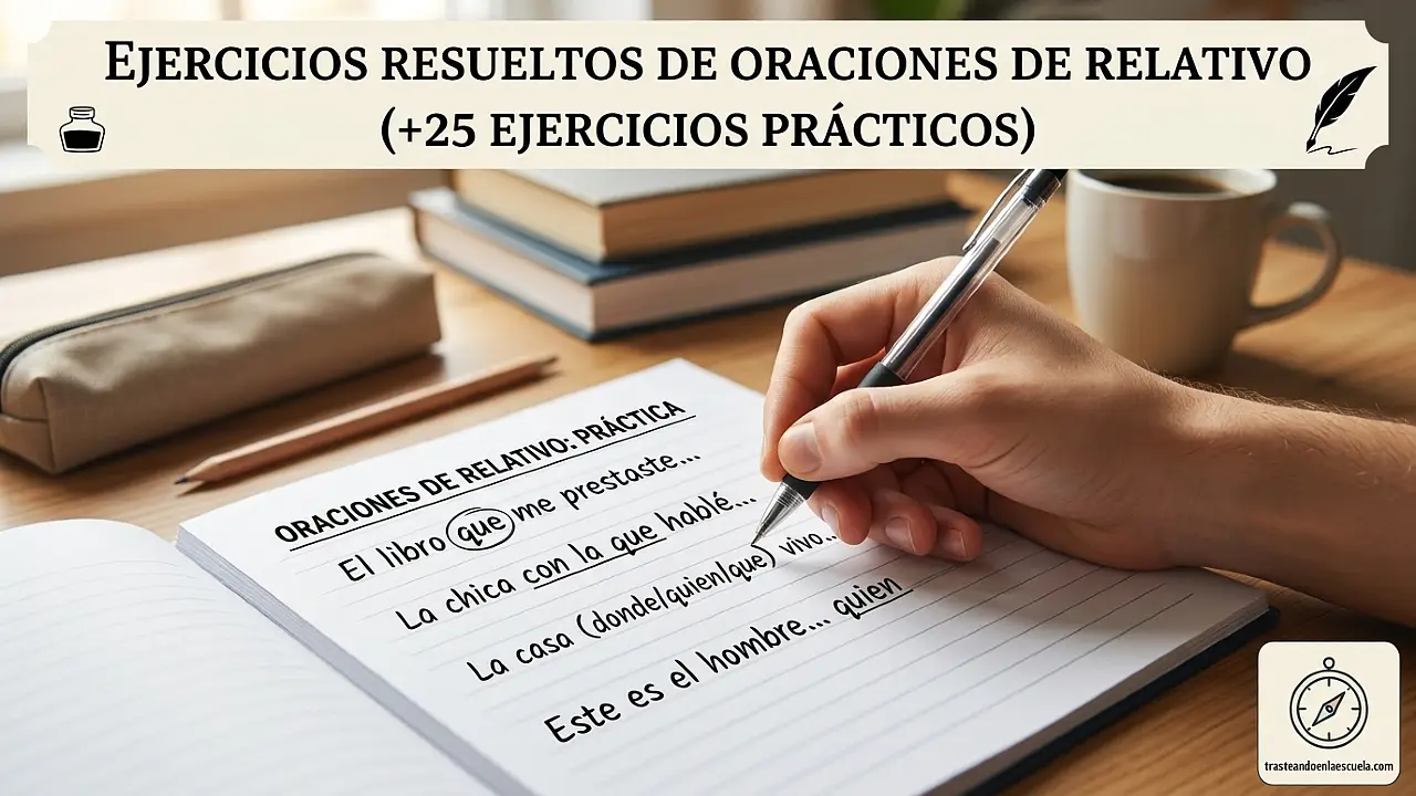 Ejercicios de oraciones de relativo resueltos (25+ ejercicios prácticos)