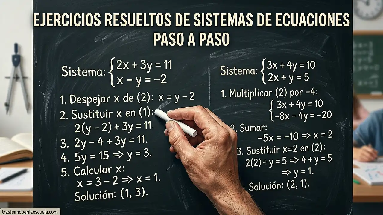 Ejercicios de sistemas de ecuaciones resueltos paso a paso
