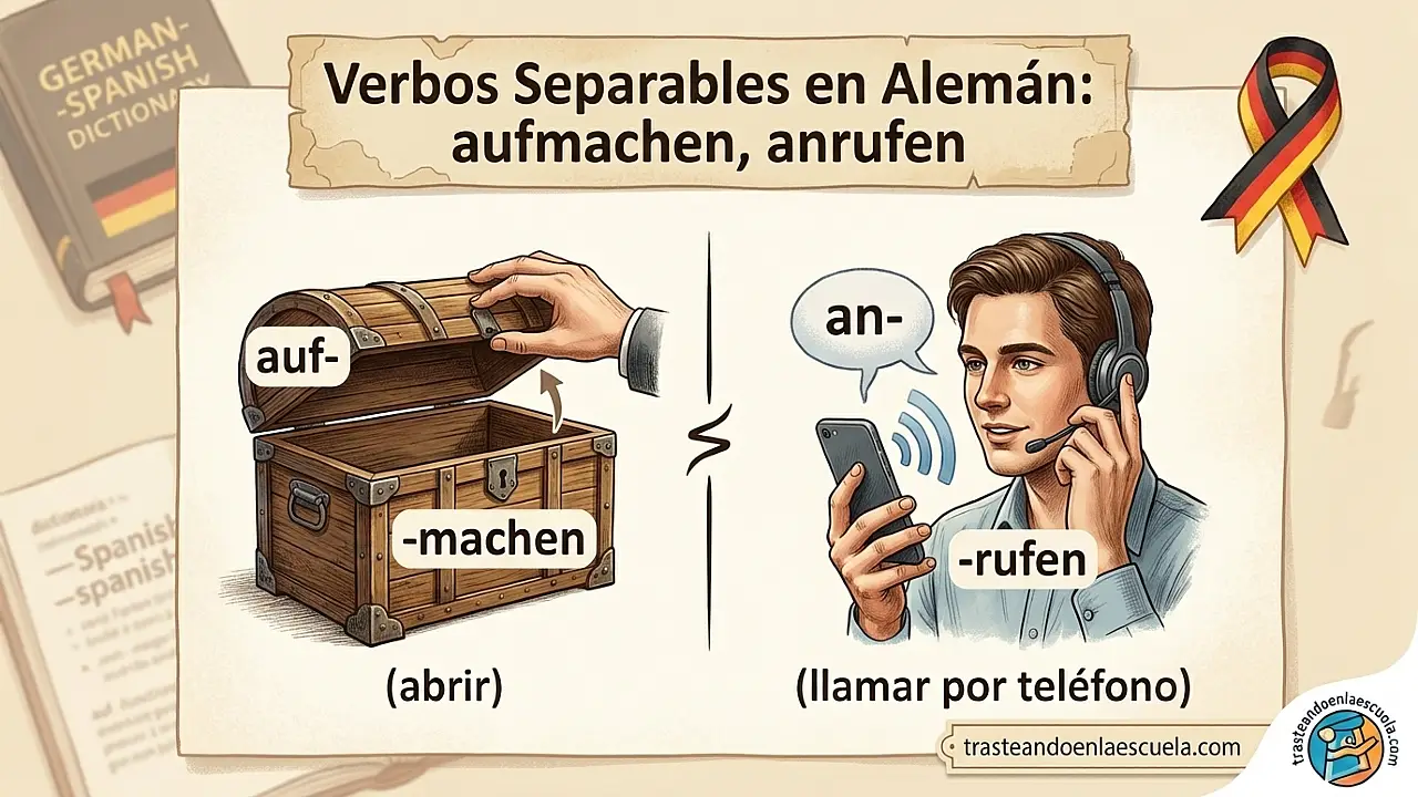 Verbos separables en alemán: aufmachen, anrufen