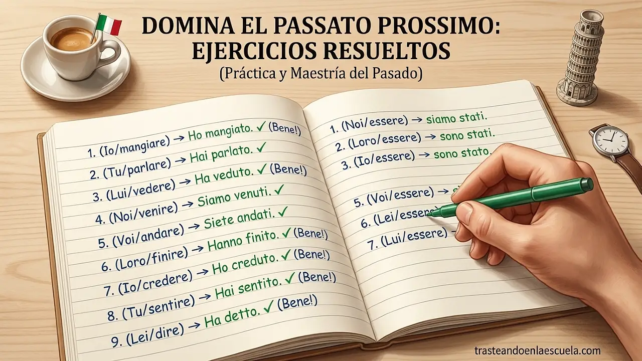 Ejercicios de passato prossimo resueltos: practica y domina el pasado