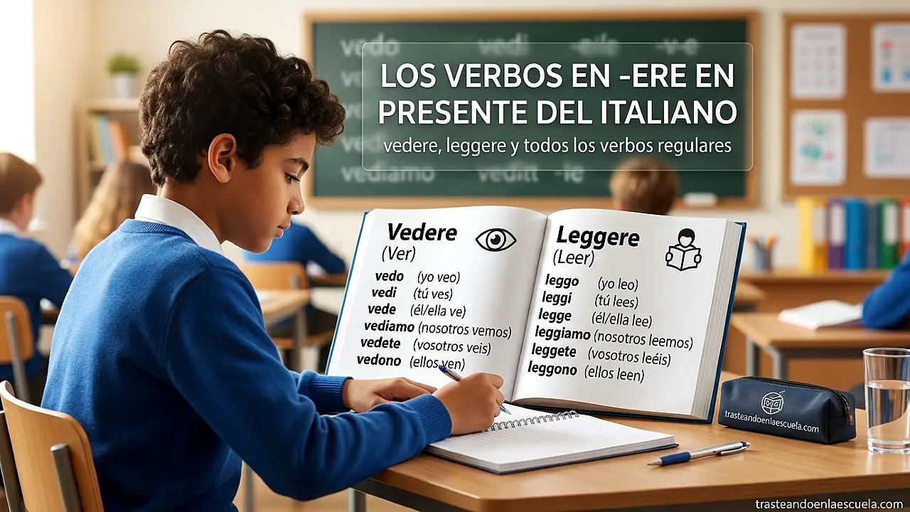 Verbos -ere en presente en italiano: vedere, leggere y todos los regulares